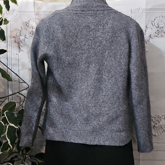 Cynthia Rowley 2- ply Cashmere Gray Open Front Cropped Cardigan Large - Picture 4 of 9